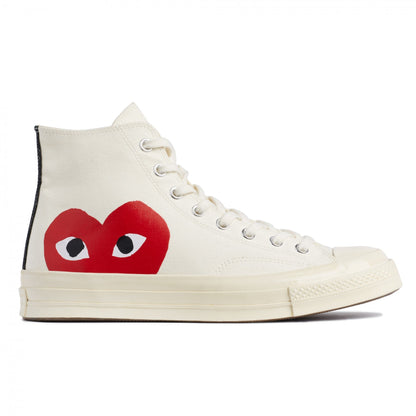 CDG PLAY CONVERSE Chuck Taylor '70 High Top Sneaker ¨C White, Red Heart
