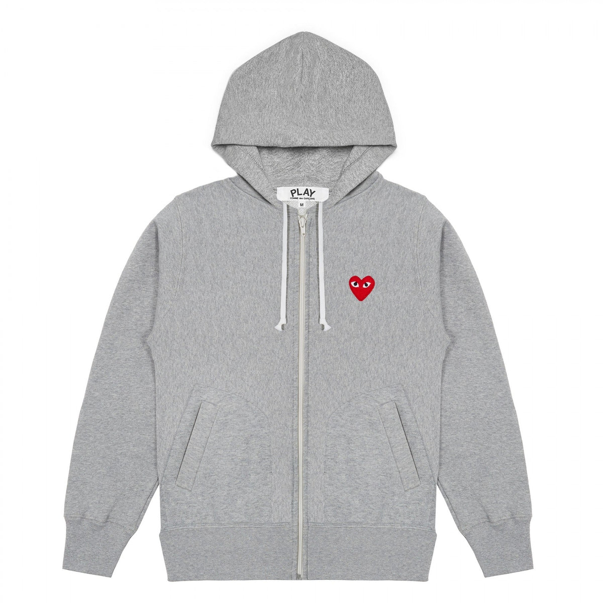 CDG PLAY Zip Hoodie ¨C Gray, Red Heart