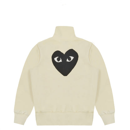 CDG PLAY Zip Track Jacket ¨C Ivory, Black Heart