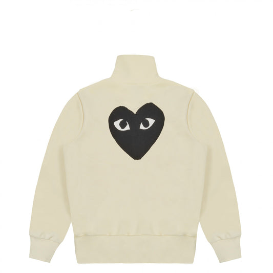 CDG PLAY Zip Track Jacket ¨C Ivory, Black Heart