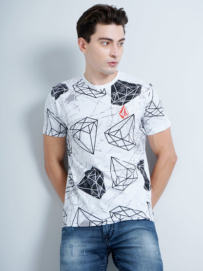 Diamond Print White T-Shirt