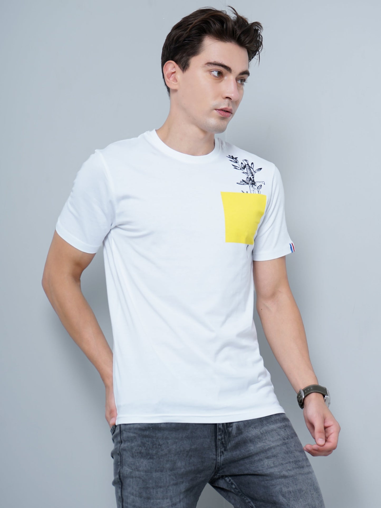 Yellow Patch White T-Shirt