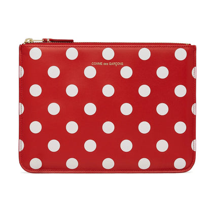 CDG Wallet Polka Dots Printed Line SA5100PD Zip Pouch ¨C Red