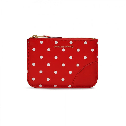 CDG Wallet Polka Dots Printed Line SA8100PD Zip Pouch ¨C Red