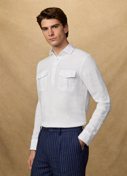 Classic Fit Linen Half Placket Shirt