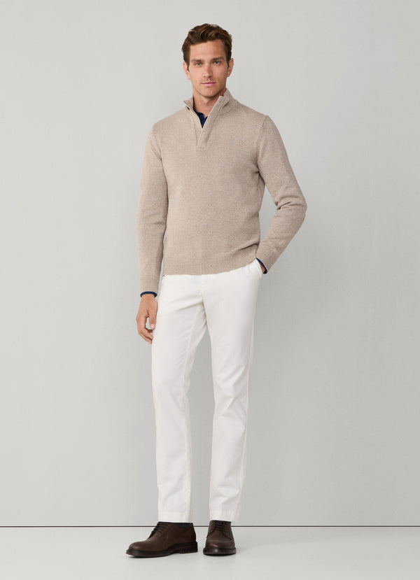 Cotton-Cashmere Mouline Quarter-Zip Jumper
