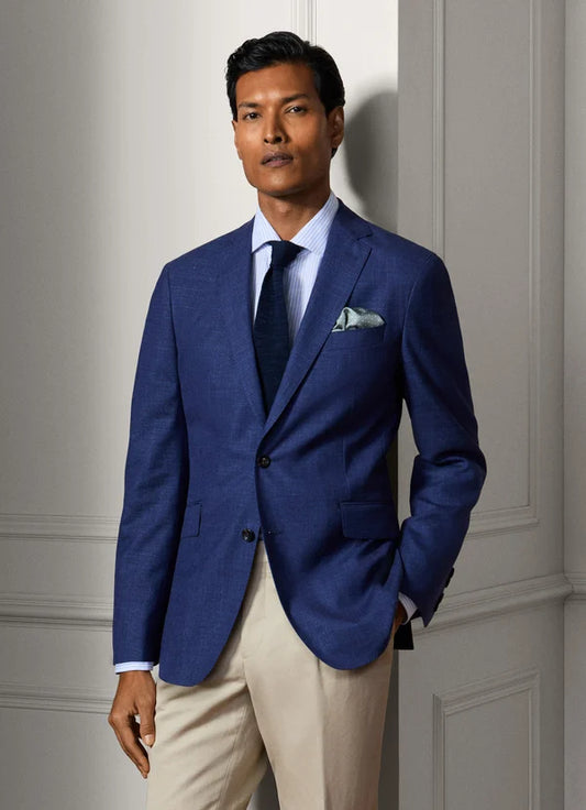 Wool Silk Hopsack Blazer - Woven In Italy