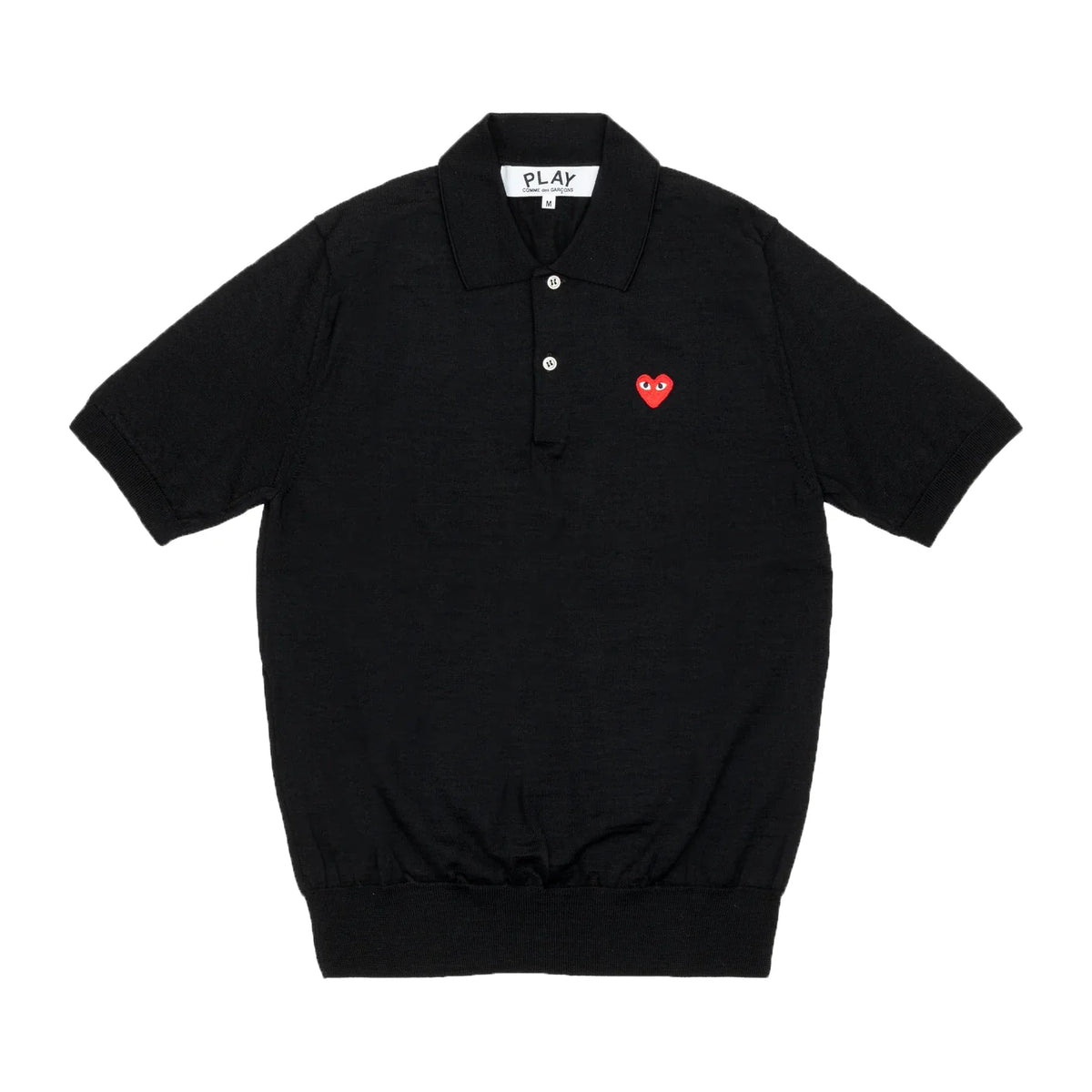 CDG PLAY Knit Polo Shirt ¨C Black, Red Heart