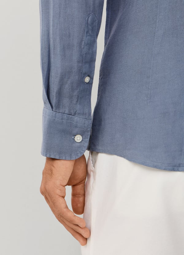 Tailored Fit Garment Dyed Linen Shirt