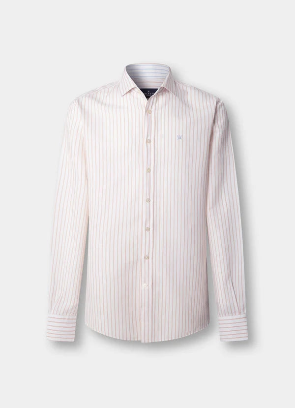 Tailored Fit Cotton-Linen Stripe Shirt