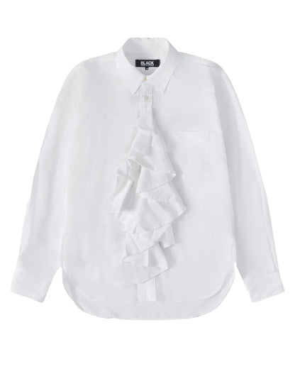 BLACK CDG Asymmetric Ruffle Shirt ¨C White