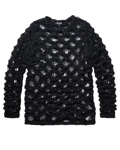BLACK CDG Cut Out Mesh Sweater ¨C Black