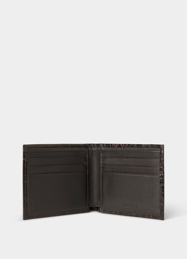 Leather Croc Stamped Billfold Wallet