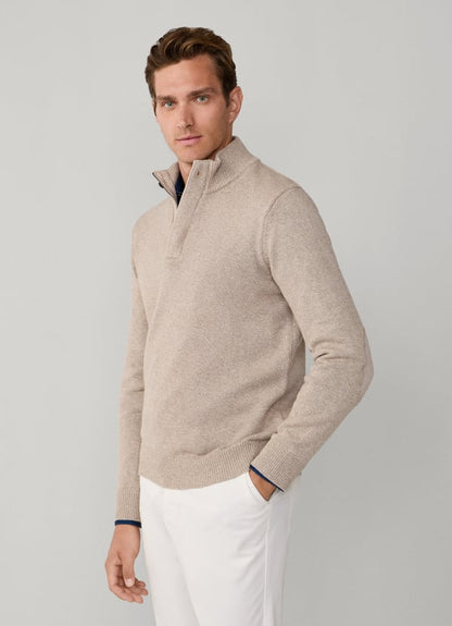 Cotton-Cashmere Mouline Quarter-Zip Jumper