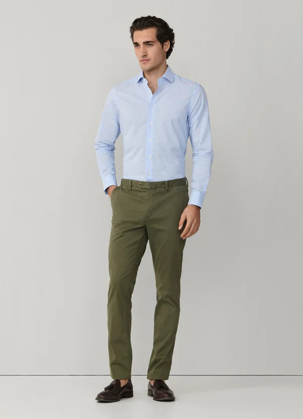 Classic Fit Formal Linen Blend Stripe Shirt