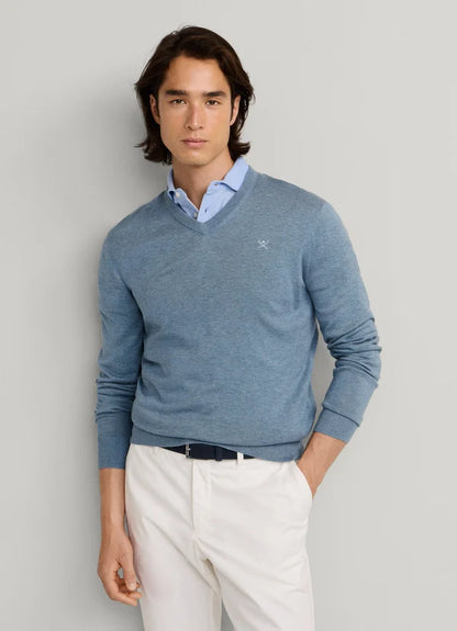 Cotton-Silk V-Neck Jumper