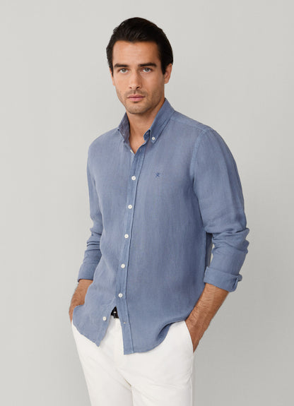 Tailored Fit Garment Dyed Linen Shirt