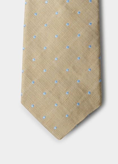 Silk-Linen Polka Dot Tie