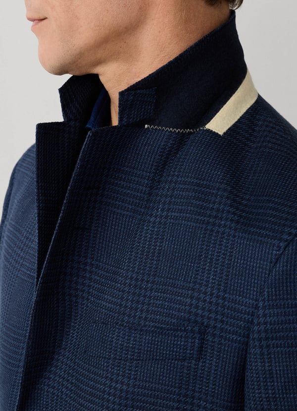 Linen-Wool Glen Check Blazer