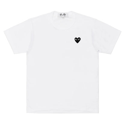 CDG PLAY T-shirt Black Emblem Print ¨C White, Black Heart