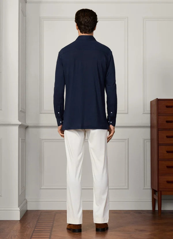 Classic Fit Linen Long Sleeve Shirt Polo