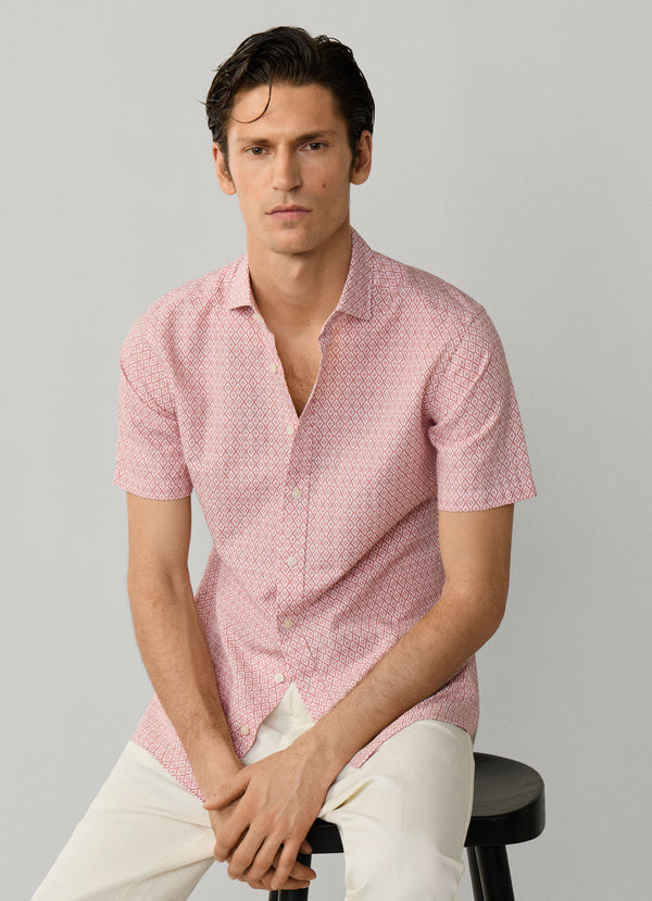 Tailored Fit Print Short Sleeve Shirt