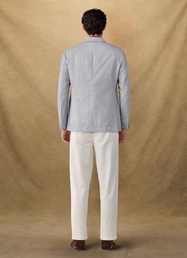 Classic Fit Cotton Linen Stripe Blazer
