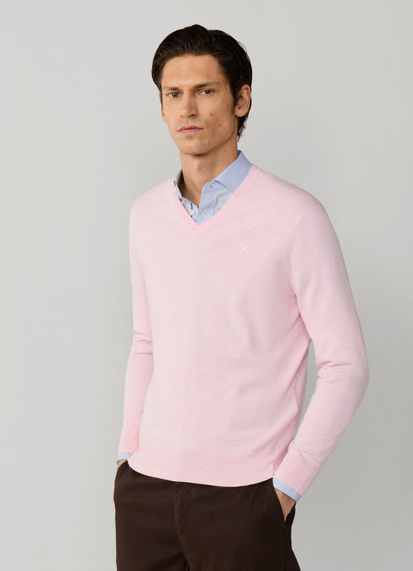 Cotton-Silk V-Neck Jumper