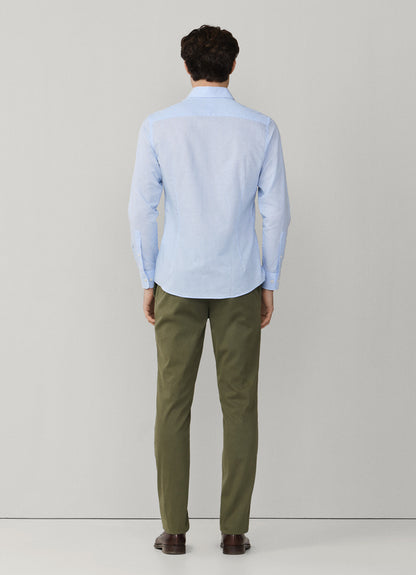 Classic Fit Formal Linen Blend Stripe Shirt