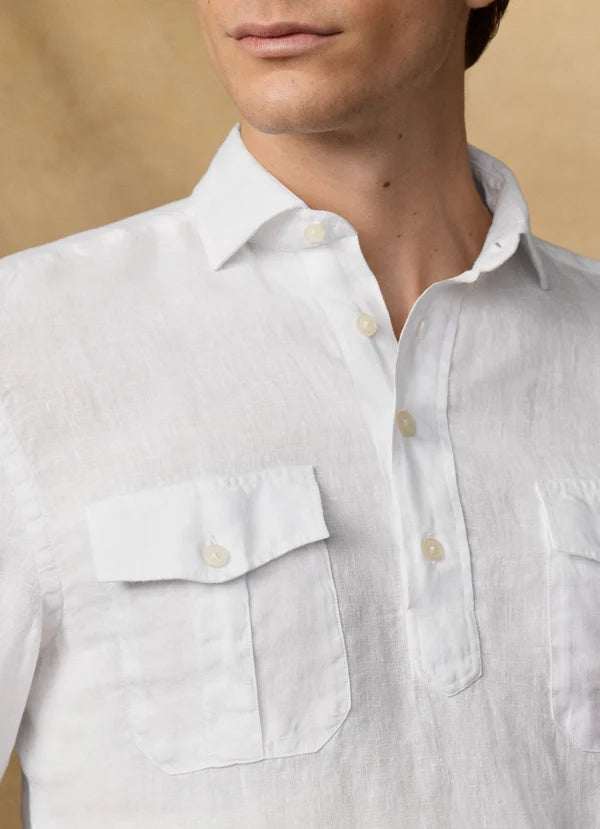 Classic Fit Linen Half Placket Shirt