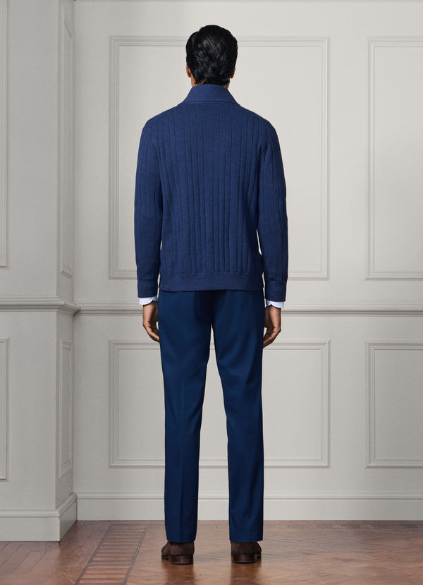 Cotton-Cashmere Rib Shawl Cardigan