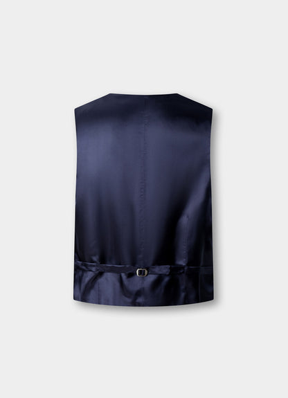 Wool Sharkskin Waistcoat - Woven In Italy
