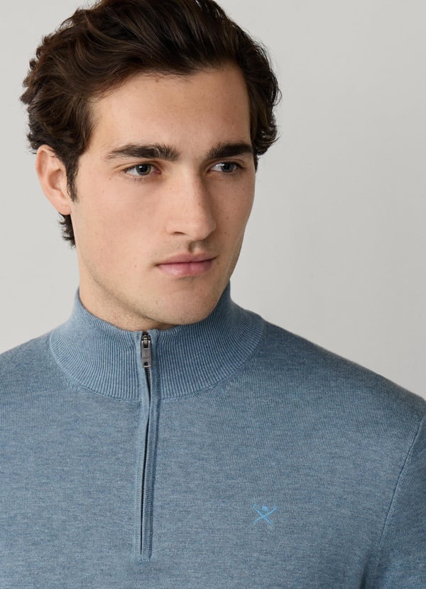 Cotton-Silk Quarter Zip Jumper